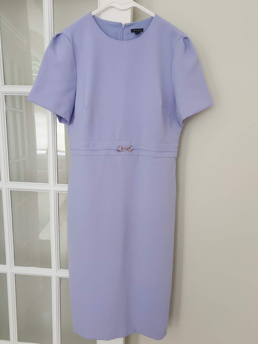 NWT Ann Taylor Lilac Short-Sleeve Sheath Dress